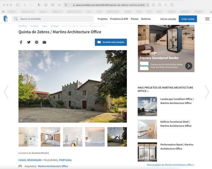 Quinta de Zebros was published in Archdaily Brazil.